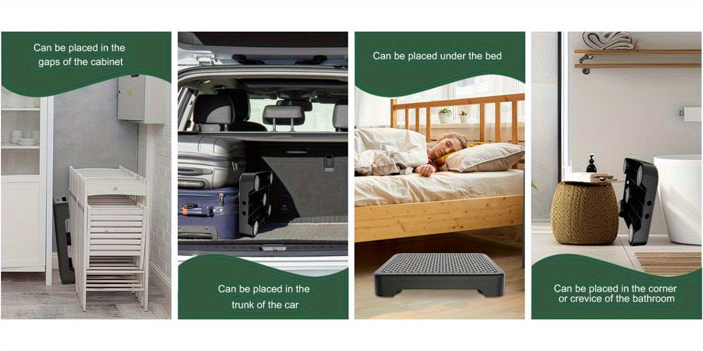 Heavy-Duty Adjustable Non-Slip Stepping Stool - Portable, Sturdy Polypropylene with Anti-Slip Rubber Mat, Ideal for Cars, Beds, Doors, Stairs & Bathrooms - Indoor/ Outdoor Use, Easy Storage, Mobility Aids, Daily Necessities