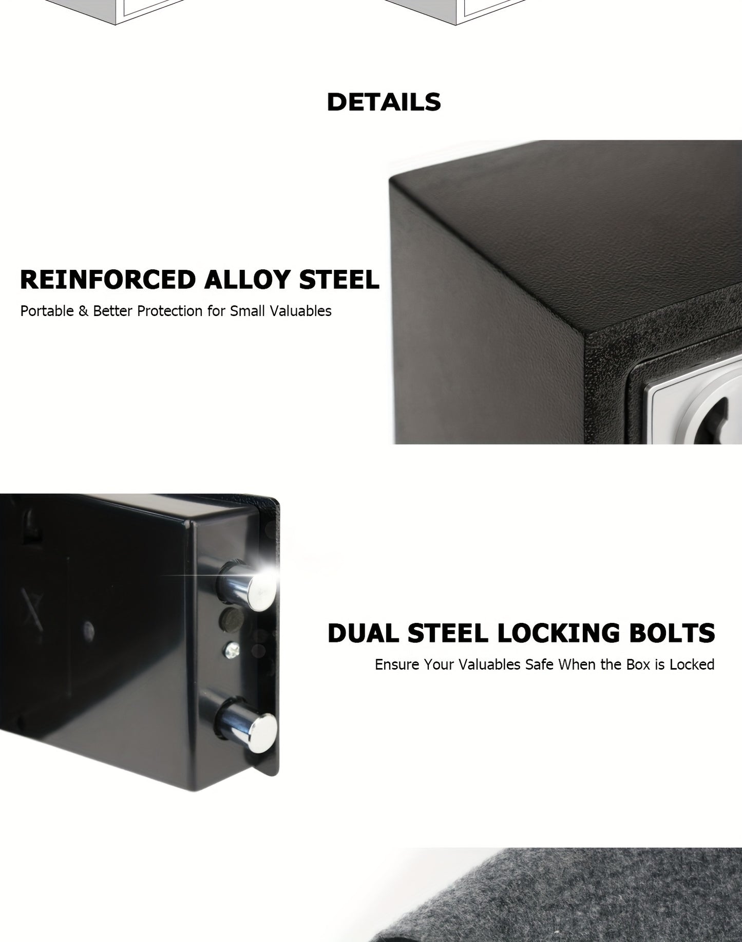 Steel Home Safe Box with Digital Keypad & Fireproof Money Bag – Hidden Security Lock Box for Cash Jewelry Passport, Dual Override Keys, 0.5 to 2.2 Cubic Ft