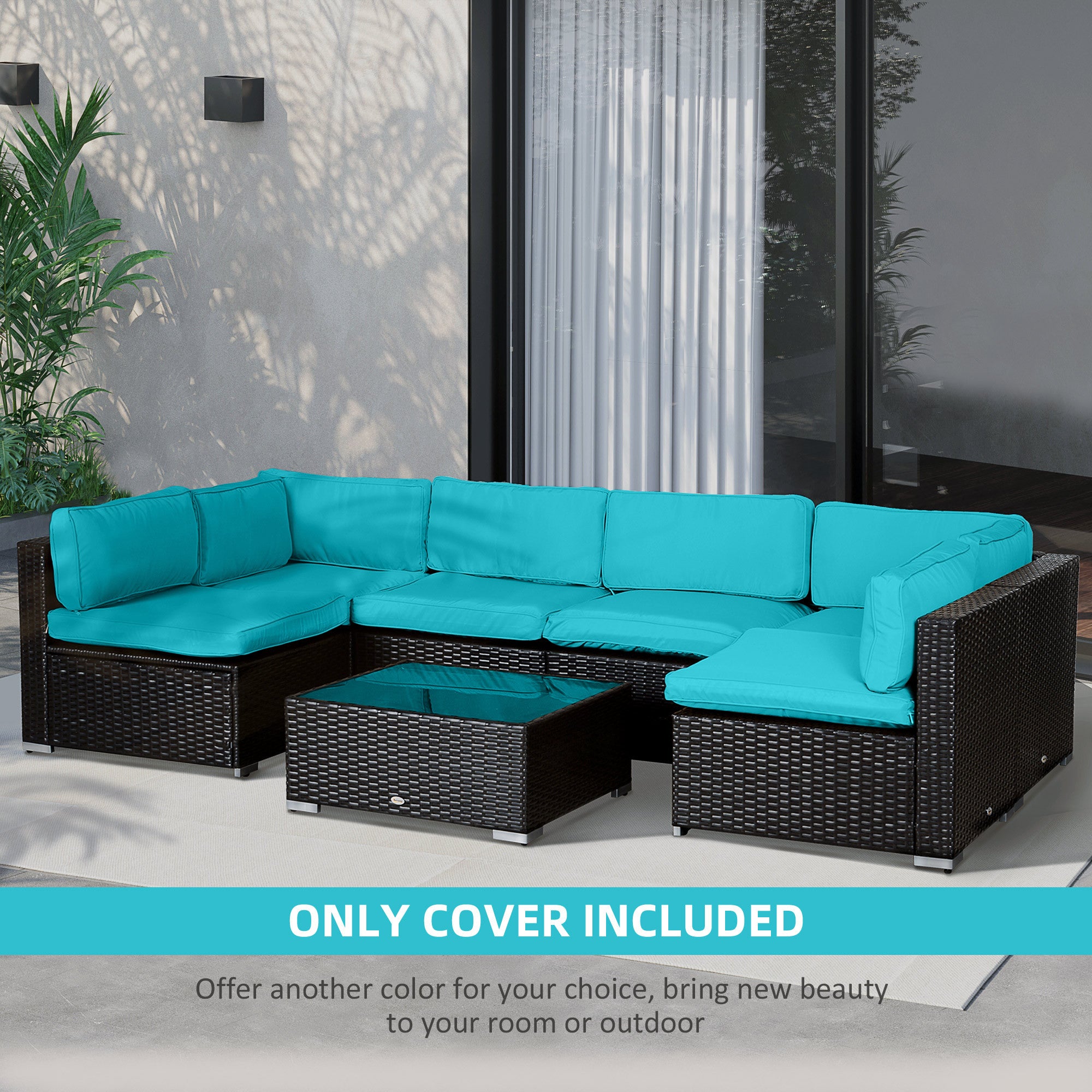 14Pcs Outdoor Cushion Covers, Patio Cushion Covers Replacement for Rattan Sofa Set - No Cushion Included, Navy Blue
