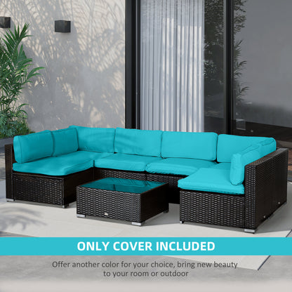 Outdoor Cushion Covers 14 Pcs Replacement for Rattan Sofa Set Polyester Waterproof Dustproof Machine Washable Zipper Closure Navy Blue - Patio Garden Furniture Covers, Canada