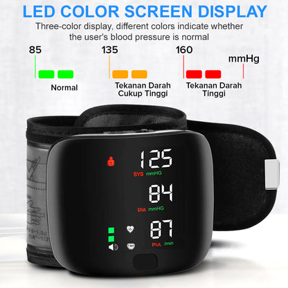 Wrist Blood Pressure Monitor with Voice Broadcast – LCD Display, Irregular Heartbeat Alarm, 2-User 198 Memory, USB Rechargeable, Home BP Monitor Gift Canada