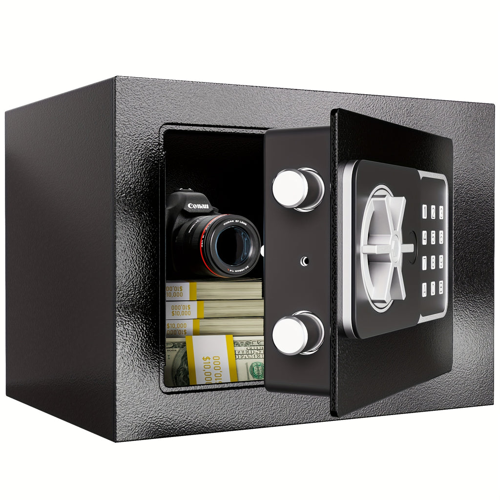 Grimtron Small Safe Box - (0.23 Cu. Ft. - 3.5Lb) Mini Money Safe with Combination Lock, Compact And Sturdy, Suitable for Offices, Bedrooms, And Bedside Tables Ideal for Storing Money, Documents, Passport, The Best Storage And Organization Gift