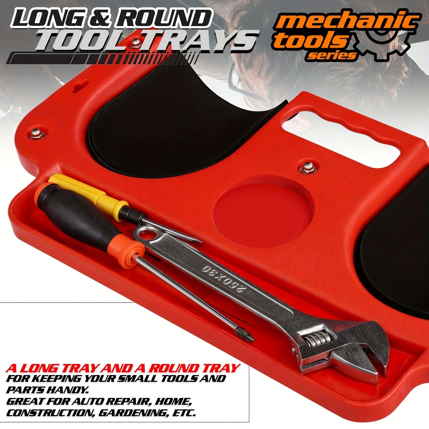 Rolling Knee Creeper with Tool Tray – 360° Swivel Casters, Cushioned Kneeling Pad, 200 lb Capacity for Garage Auto Repair Workshop Home Improvement Tile Painting (Red)