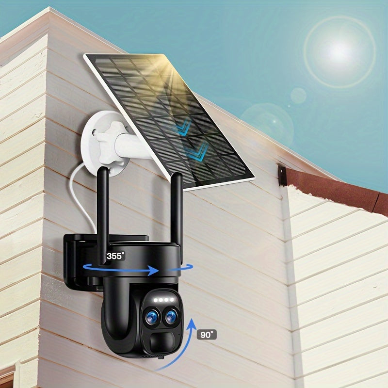2K Solar Security Camera 6MP PTZ Dual Lens WiFi, Color Night Vision, Spotlight, PIR Motion Detection, 2-Way Audio & Alarm — Wireless Outdoor Surveillance Canada