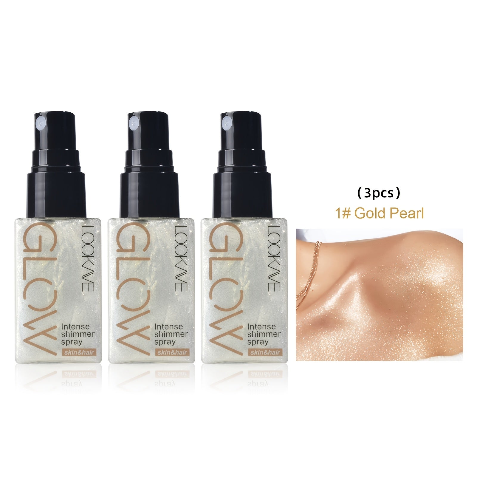 Glowing Highlighter Face & Body Powder - Luminous Shimmer Spray, Liquid Formula with Medium Coverage Glow - No Mixing Required, Instant Radiance for Eyes, Neck, Lips - Long-Lasting Body Glow Powder (1.01oz)