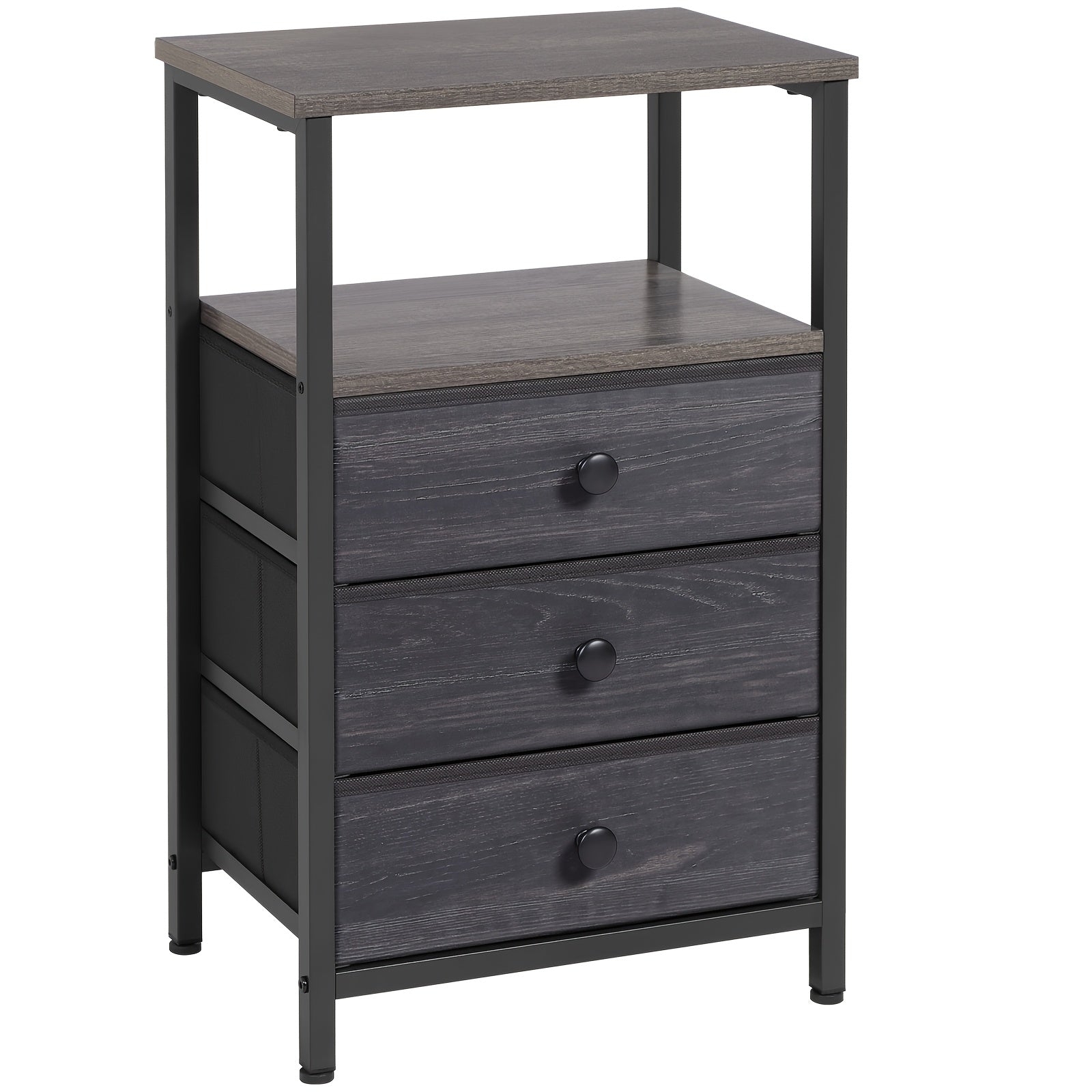 AMHANCIBLE Modern Nightstand with 3 Fabric Storage Drawers Bedside Table End Table for Bedroom Living Room Hallway Dorm Apartment Brown Dark Gray Canada
