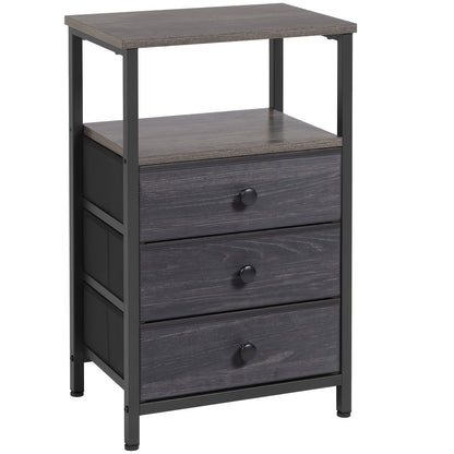 AMHANCIBLE Modern Nightstand with 3 Fabric Storage Drawers Bedside Table End Table for Bedroom Living Room Hallway Dorm Apartment Brown Dark Gray Canada