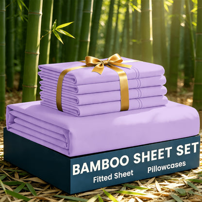 Bamboo Cooling Bed Sheet Set 3 or 5 Piece with Pillowcases – Ultra Soft Deep Pocket Breathable Sheets for Hot Sleepers, Twin Full Queen King, 12 Colours | Canada