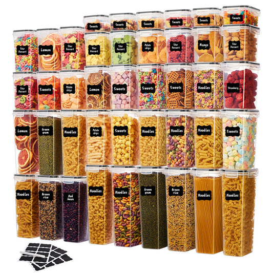 14/18/30pcs 7/9/15 Containers + 7/9/15 Lids Sealed Food Storage Containers with LIDS - Perfect for Kitchen And Pantry Organization, Durable Plastic, Ideal for Grains, Rice, Pasta, Tea, Nuts And Coffee Beans, Local Warehouse, Gift