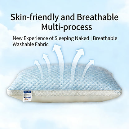 Cooling Massage Neck Pillow Set of 2 - Breathable Sleep Support Pillow for Deep Sleep, Moisture-Wicking Cervical Pillow for Adults, Home Bedroom Bedding Pillow Great Father's Day Gift