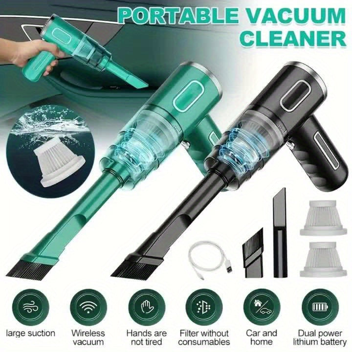 Upgraded Version, Portable Cordless Handheld Vacuum Cleaner, Cyclone Suction Wireless Vacuum. Rechargeable Strong Suction Vacuum Suitable for Cars/Offices/Homes