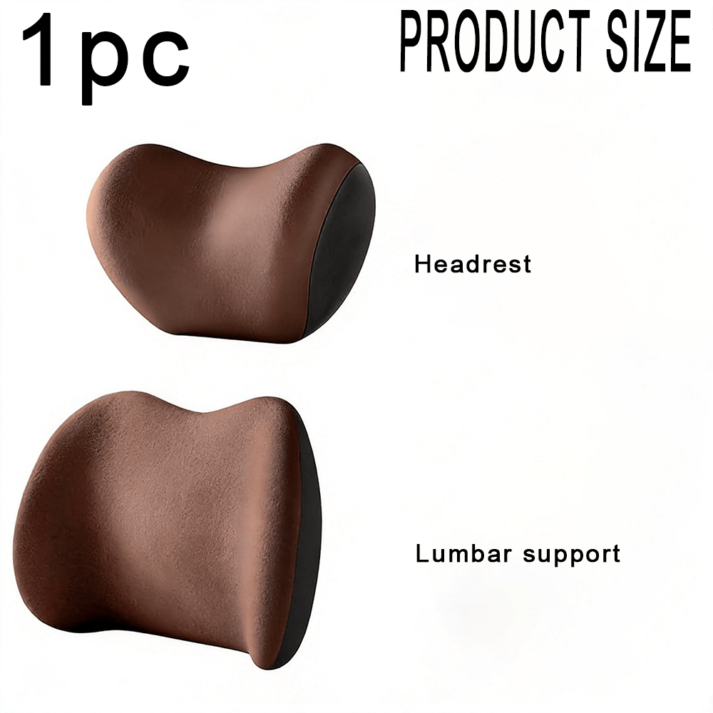 Car Headrest & Lumbar Support Cushion Set – Ergonomic Foam, Breathable Mesh | Black, Grey, Pink, Blue, Brown
