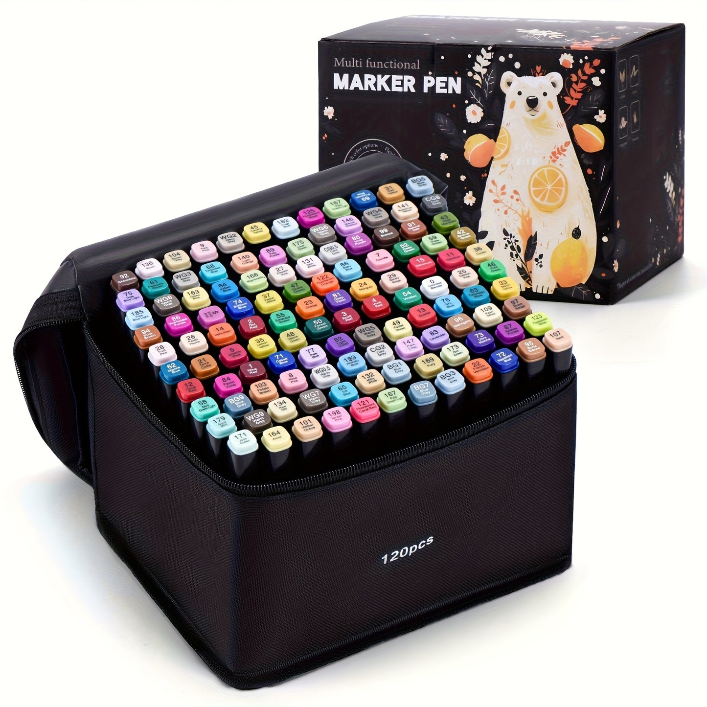 120 Colour Double-Tip Art Markers Set for Artists – Chisel & Fine Tip Sketch Markers for Colouring Books, Painting, Illustration & Manga, Art Supplies Gift