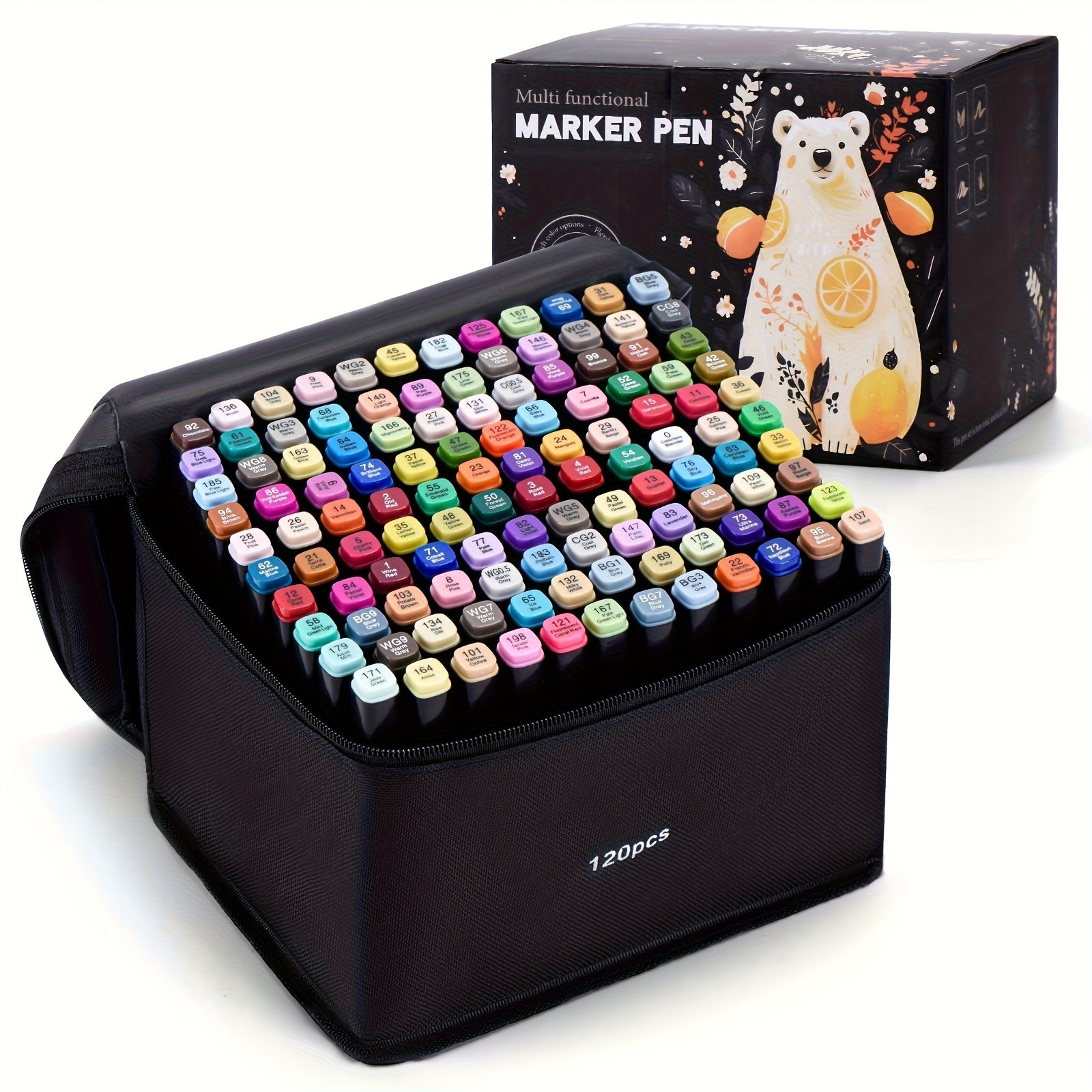 120 Colour Double-Tip Art Markers Set for Artists – Chisel & Fine Tip Sketch Markers for Colouring Books, Painting, Illustration & Manga, Art Supplies Gift