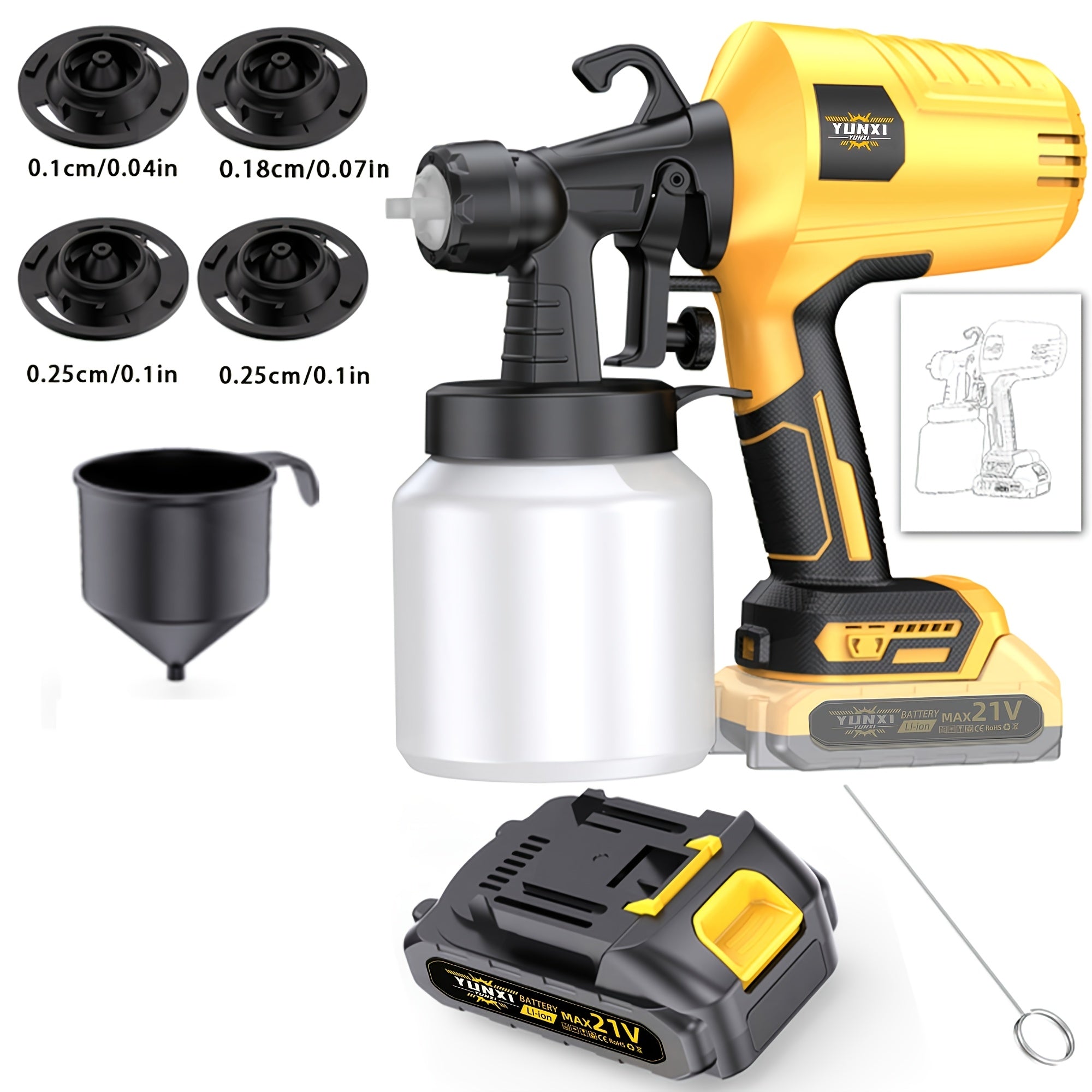 High Voltage Electric Spray Gun Wireless Rechargeable Lithium Battery – Portable Cordless Fine Finish Coat Sprayer for Automotive Varnish Furniture House Painting & DIY Projects, Canada