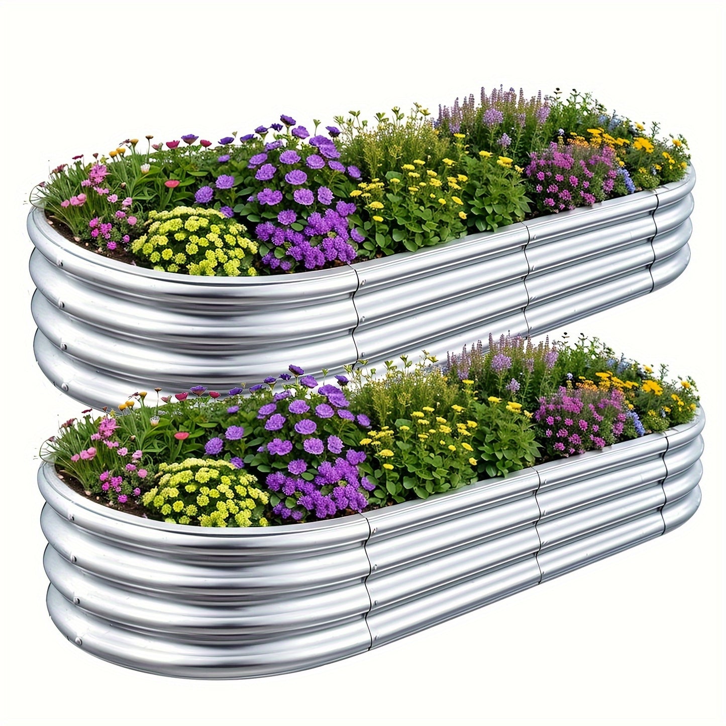 Galvanized Metal Raised Garden Bed 6x3x1 ft 2-Pack – Thickened Steel Outdoor Planter Box with Curved Structure, Open Bottom & Rust-Resistant Finish for Vegetables, Herbs & Flowers – 180x90x29 cm Garden Kit