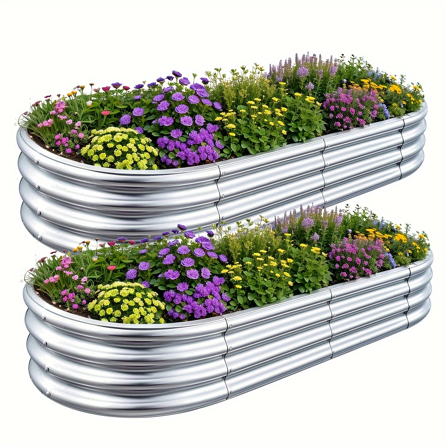 Galvanized Metal Raised Garden Bed 6x3x1 ft 2-Pack – Thickened Steel Outdoor Planter Box with Curved Structure, Open Bottom & Rust-Resistant Finish for Vegetables, Herbs & Flowers – 180x90x29 cm Garden Kit