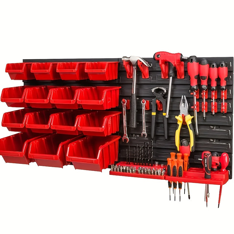 Wall-Mounted Garage Storage Rack System 18-98 Jars – Heavy-Duty Small Parts Organizer for Screws Nuts Bolts Nails, Workshop Shelf, Easy Install, Multiple Configurations, Canada