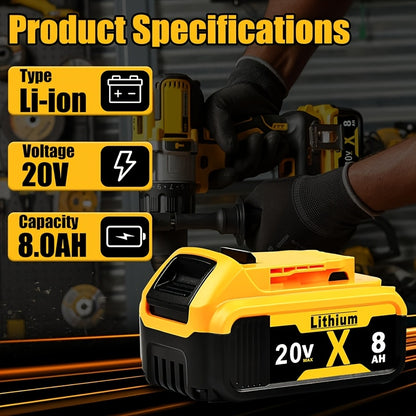 DeWalt 20V Max Replacement Battery 8.0Ah – Compatible DCB206 DCB204 DCB203 DCB201 DCB200 DCB207 DCB208, 3-LED Indicator, 500-Cycle Lithium-Ion, 1/2/4 Pack | Canada