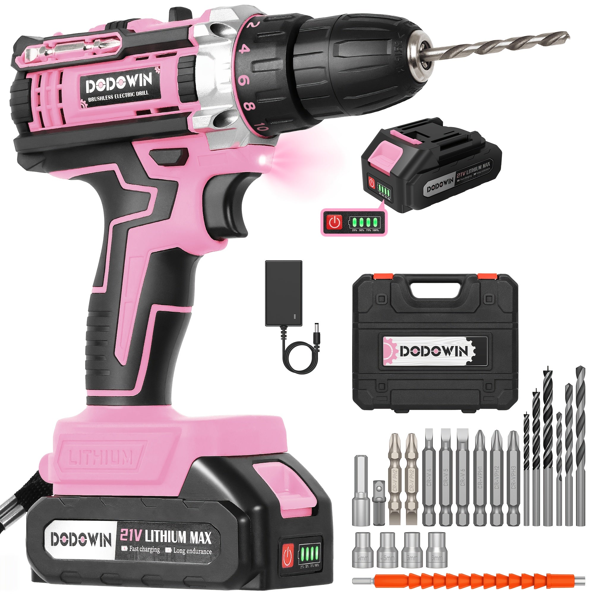 21V Cordless Drill Set with Battery, Tool Case & 24pcs Accessories – Lightweight Electric Drill Kit for Home DIY, Household Repair & Assembly, Ideal Gift for Dad, Husband & DIY Enthusiasts