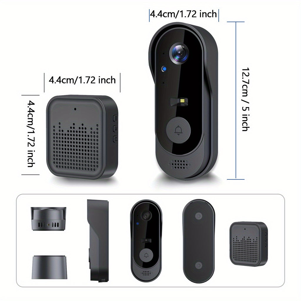 Wireless Smart Video Doorbell Camera with HD Night Vision, Wi-Fi, Two-Way Audio, Motion Detection, SD Card Storage, APP Remote Control – Home Security Doorbell for Canadian Homes