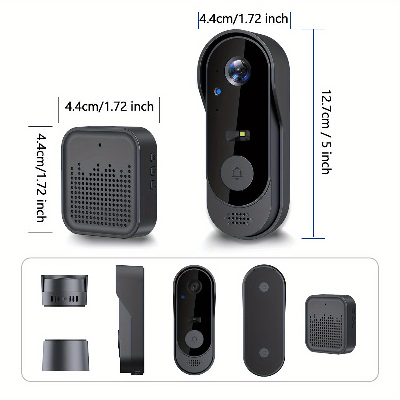 Wireless Smart Video Doorbell Camera with HD Night Vision, Wi-Fi, Two-Way Audio, Motion Detection, SD Card Storage, APP Remote Control – Home Security Doorbell for Canadian Homes