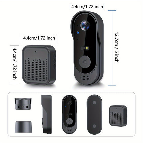 Wireless Smart Video Doorbell Camera with HD Night Vision, Wi-Fi, Two-Way Audio, Motion Detection, SD Card Storage, APP Remote Control – Home Security Doorbell for Canadian Homes