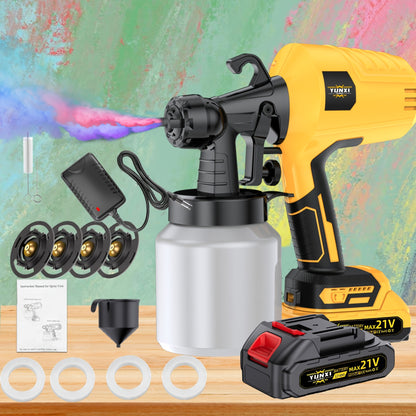 Cordless Lithium Ion Spray Paint Gun Kit – Electric Paint Sprayer for DIY Home, Furniture, Cabinets, Fences, Walls, Doors & Car Repairs | Father's Day Gift