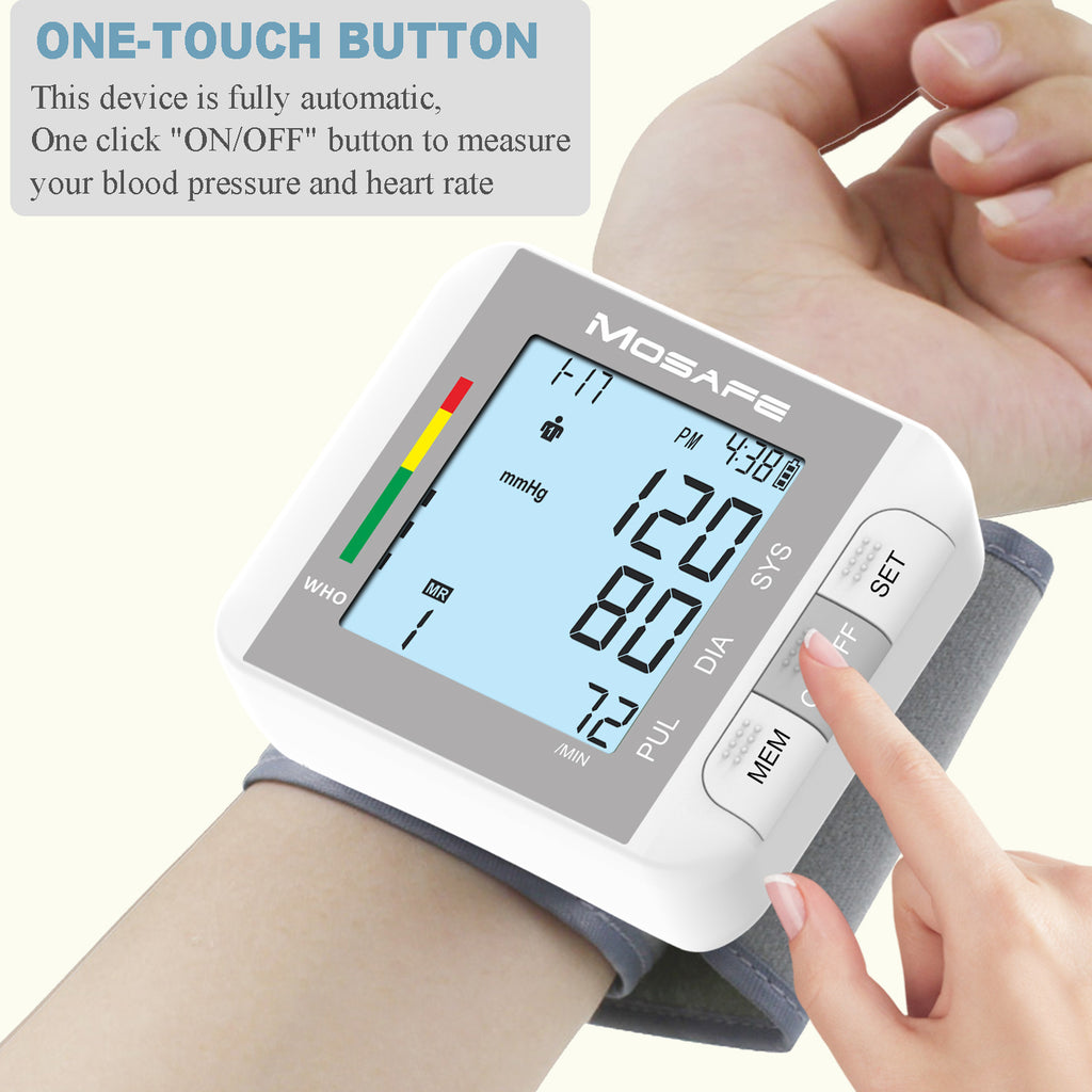 Wrist Blood Pressure Monitor – Automatic BP Machine with Voice Broadcast, Dual User Mode, 198 Memory, Large 2.3" Display, One-Touch Operation Reading, USB or Battery Powered (not rechargeable), Adjustable Cuff, Portable and Travel-Friendly