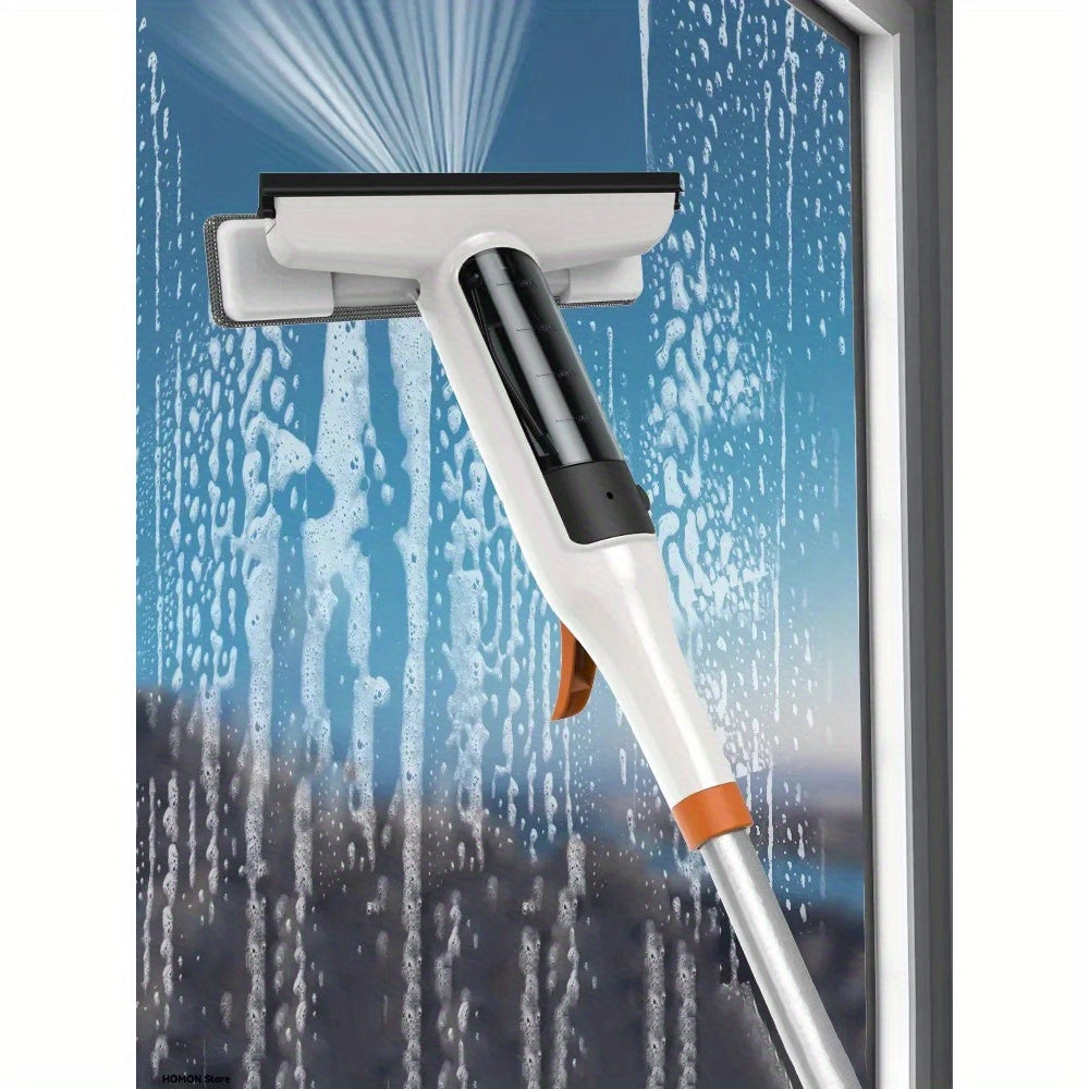 3-in-1 Glass Cleaning Kit - Durable Metal Pole, Silicone Scraper Included - Ideal for High Windows, Shower Doors & Car Windshields - Essential Home Cleaning Tool