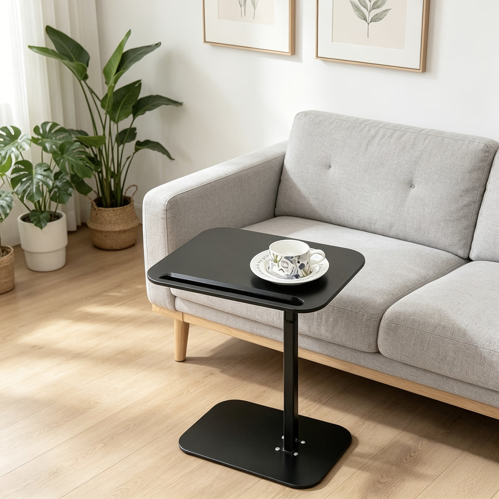 C-Shaped Adjustable Side Table, Foldable Modern Mobile Side Table with Height Adjustment - 360° Rotation, Durable Construction, Suitable for Bedrooms, Living Rooms, Offices