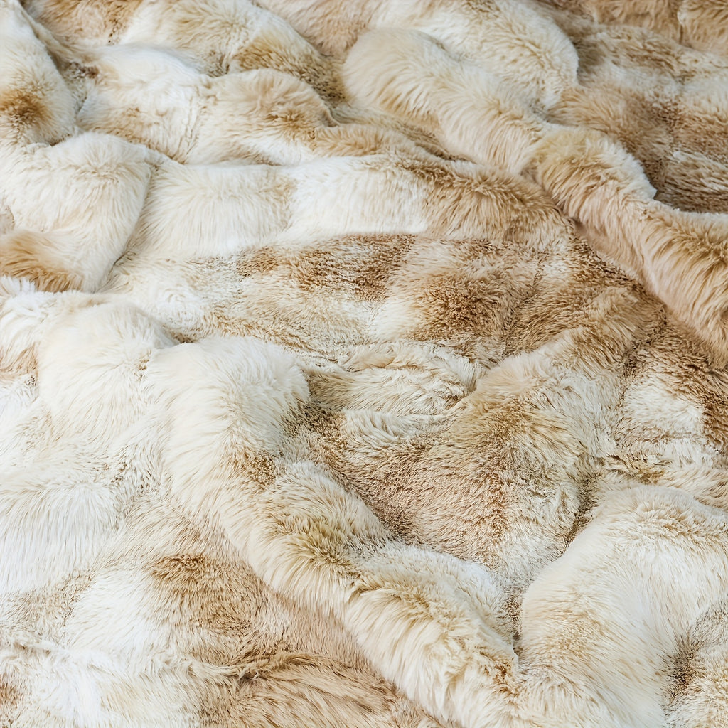 1pc Faux Fur Fleece Blanket - Super Soft, Warm & Cozy Throw for Couch, Bed, Travel - Plush Heavy Blanket for All Seasons, Gift Idea
