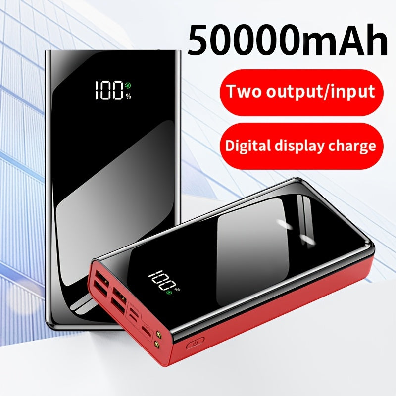 High-Capacity 50000mAh Power Bank Fast Charging Portable Charger with LED Display, Multiple USB-C & USB Ports, Built-in Flashlight – Emergency Backup Battery for Travel, Camping & Outdoor Adventures