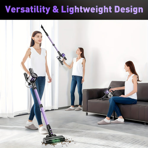 10-in-1 Cordless Stick Vacuum Cleaner with Green Light Detection, Anti-Tangle Brush, 45-Min Runtime, 3 Suction Modes – Lightweight Rechargeable Vacuum for Hardwood Floor, Carpet & Pet Hair