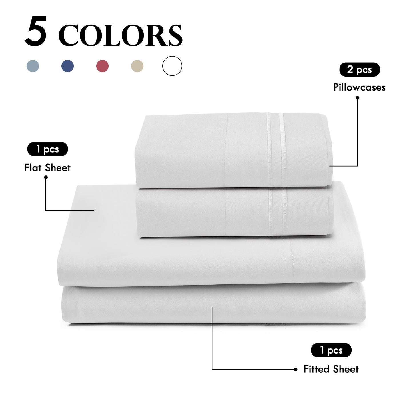 14-Inch Deep Pocket Bed Sheet Set – Lightweight Breathable Cooling, Wrinkle & Fade Resistant, Hotel Luxury Bedding, 3/4-Piece with Pillowcase, Flat & Fitted Sheet, Twin Full Queen King | ShopVora CA