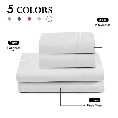 14-Inch Deep Pocket Bed Sheet Set – Lightweight Breathable Cooling, Wrinkle & Fade Resistant, Hotel Luxury Bedding, 3/4-Piece with Pillowcase, Flat & Fitted Sheet, Twin Full Queen King | ShopVora CA