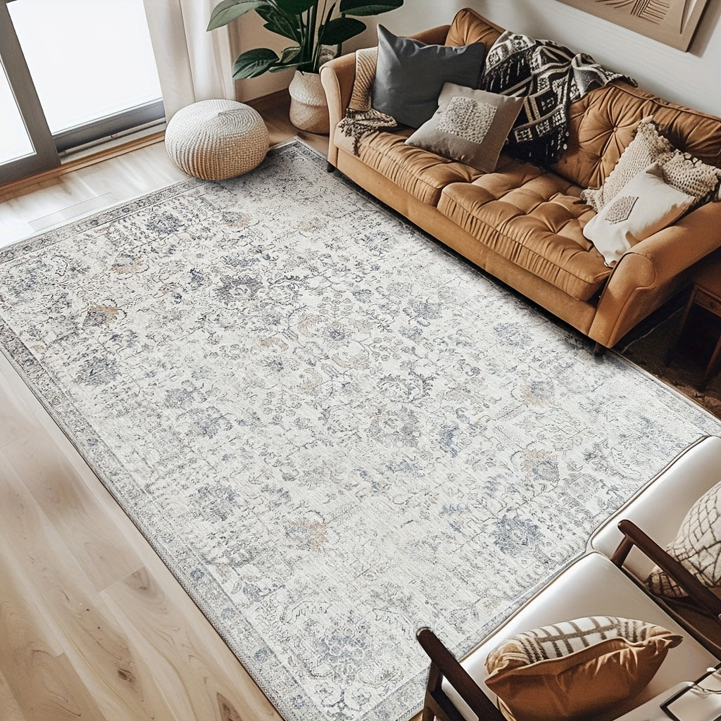 JINCHAN 8x10 Washable Vintage Floral Area Rug – Boho Retro Thin Accent Carpet for Living Room, Bedroom, Kitchen & Farmhouse, Multiple Colours | ShopVora CA
