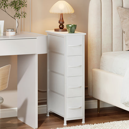 Narrow Dresser with 4 Drawers Slim Fabric Storage Chest – Removable Fabric Bins for Closet, Small Spaces, Bathroom, Bedroom & Laundry Room Organization