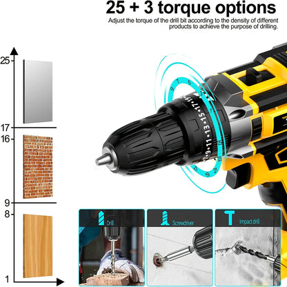 Cordless Impact Drill 21V Combo Kit with Battery & Fast Charger – Multifunctional Power Tool Set with Drill Bits & Toolbox for Home Renovation, Gardening & Outdoor Maintenance