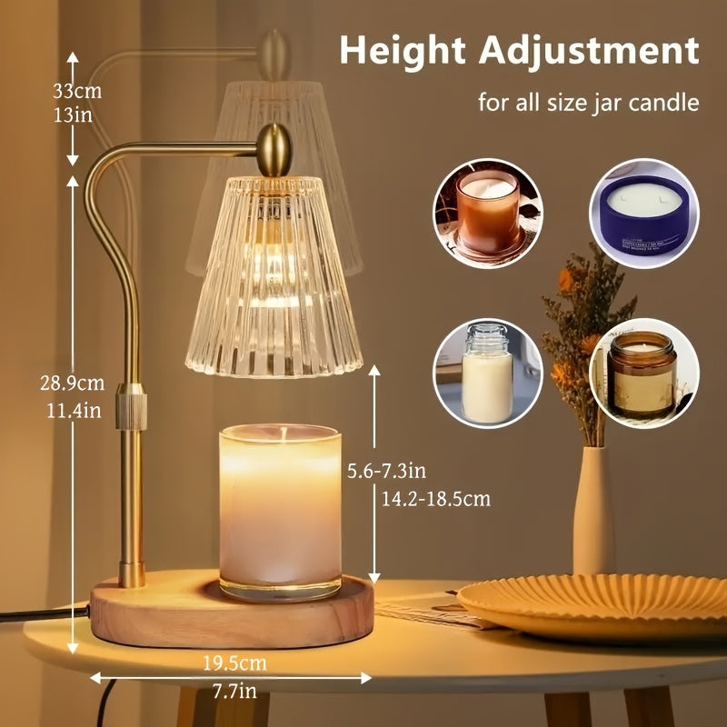 Candle Warming Lamp with Timer & Dimmer, Adjustable Height Glass Wax Melt Lamp – Retro Home Decor Scented Jar Warmer for Bedroom, Perfect Gift for Women