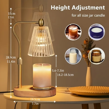 Candle Warming Lamp with Timer & Dimmer, Adjustable Height Glass Wax Melt Lamp – Retro Home Decor Scented Jar Warmer for Bedroom, Perfect Gift for Women