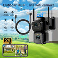 Solar Security Camera Outdoor 360° PTZ – 8X Zoom, 9000mAh 365-Day Standby, Dual HD Lens, Auto Human Tracking, Night Vision, 2-Way Audio, 2.4G/5G WiFi, Type-C (QW8 Series, WiFi/Solar Panel)