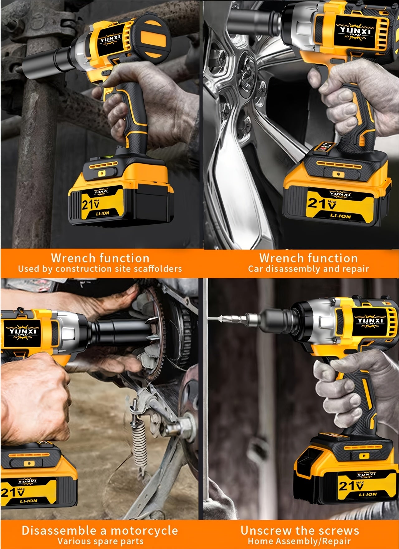 21V Brushless Lithium Cordless Impact Wrench + Drill Kit, Wireless Impact Gun Drill. Optional Toolbox, Charger, Sockets And Complete Accessories. Suitable for Car And Home Use, Ideal Gift for Men, Perfect for Father's Day.