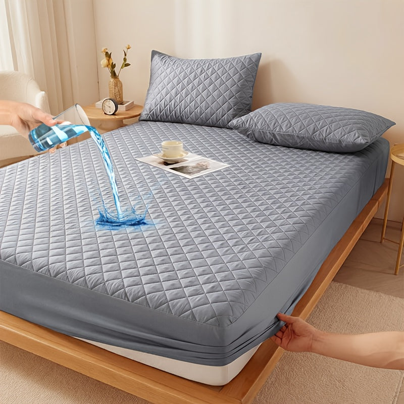 Waterproof Mattress Protector with Embossed Design – Non-Slip Thickened Cover, 21" Deep Pocket, Optional Pillowcase, Twin Full Queen King, 19 Colours