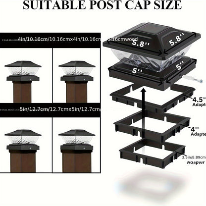 Solar Post Cap Lights for Wood Fence Deck 8/12 Pack – 2 Colour Modes LED Column Cover Light for 3.5x3.5 4x4 5x5 Posts, Garden Porch Patio Stair Outdoor Decor