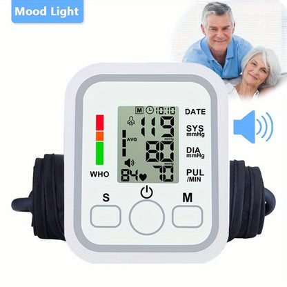 Blood Pressure Monitor Upper Arm, 60-Second Fast Reading, Voice Broadcast, Hypertension Alert, Adjustable Cuff, 2×99 Memory Sets, Home and Travel Adult Health Monitor (Battery Not Included)