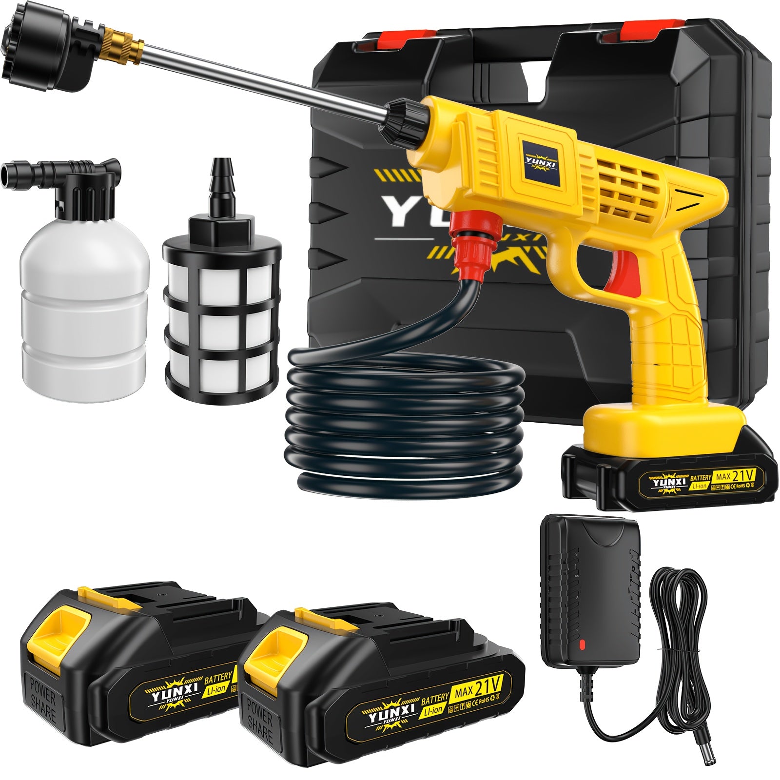 Cordless Lithium-Ion Pressure Washer Gun Portable High-Pressure Cleaning Machine with Ergonomic Grip, Rechargeable Battery – Ideal for Car Wash, Patio, Garden & Courtyard Outdoor Cleaning, Lightweight Handheld Design