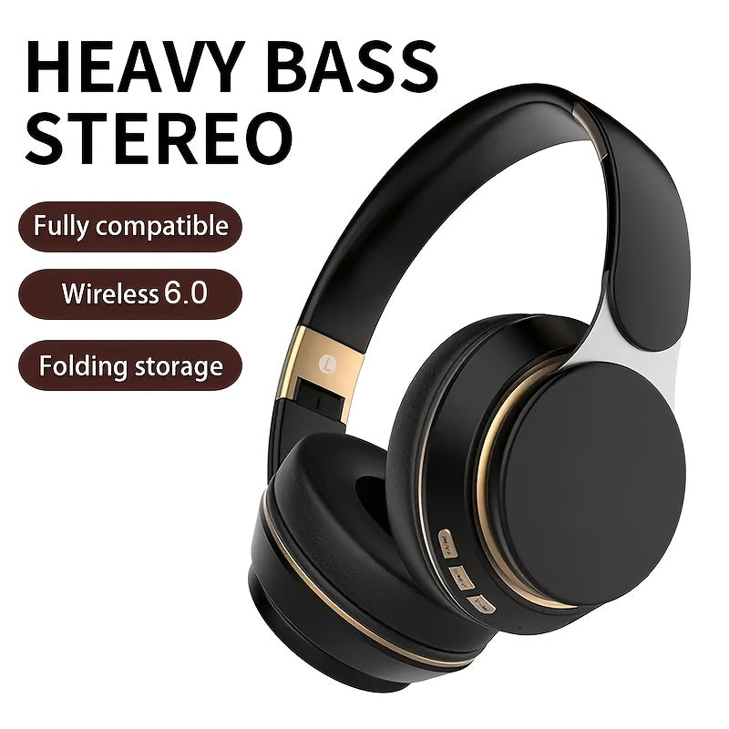 Wireless BT Headphones Over Ear Comfortable Foldable Headset with Built-In Microphone Ideal for School Tablet PC TV Mobile Travel Winter Gifts HD Sound Quality