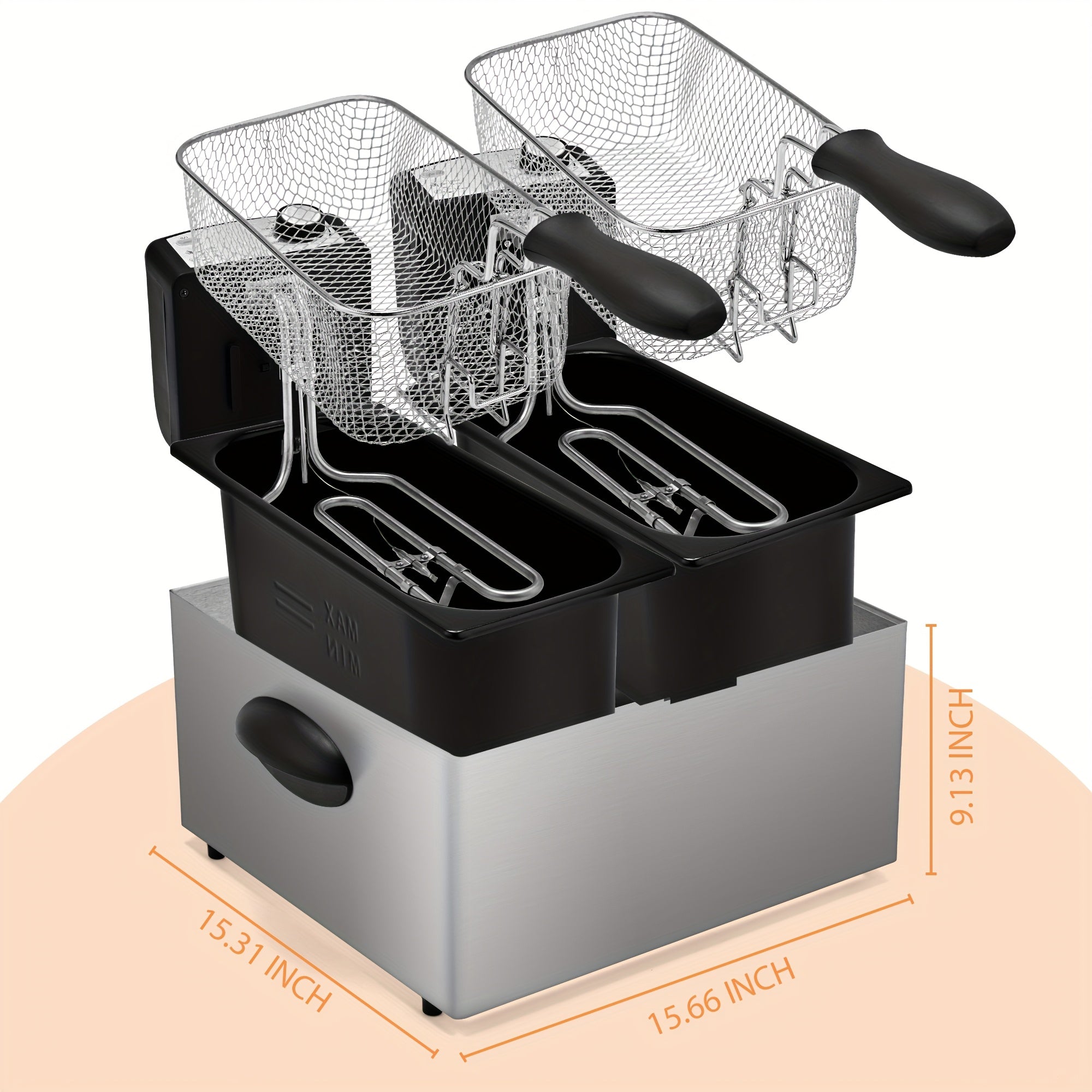 Electric Deep Fryer with Basket 84.5oz / 1.59gal – Stainless Steel, Adjustable Temperature & Timer, Odor Filter Lid, Easy Clean, Perfect for Fried Chicken, Fish, Fries & Donuts