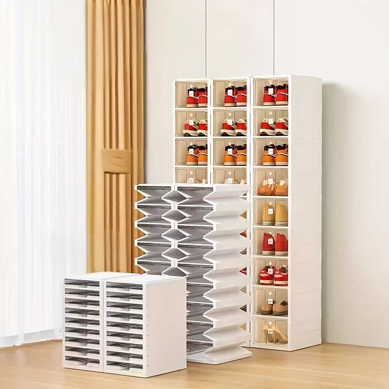 Foldable Transparent Shoe Box 3 6 Tier Stackable Shoe Storage Organizer Dustproof Breathable with Lid No Assembly Freestanding Plastic Shoe Rack - Space Saving Large Capacity, Canada